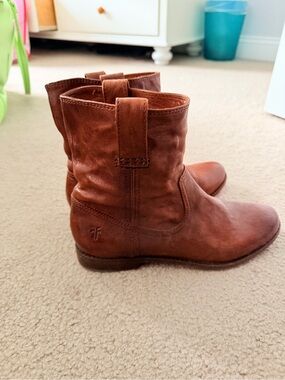 Leather, Frye Anna Short Boot, Women's Low cut boots, Autumn brown, size 8
